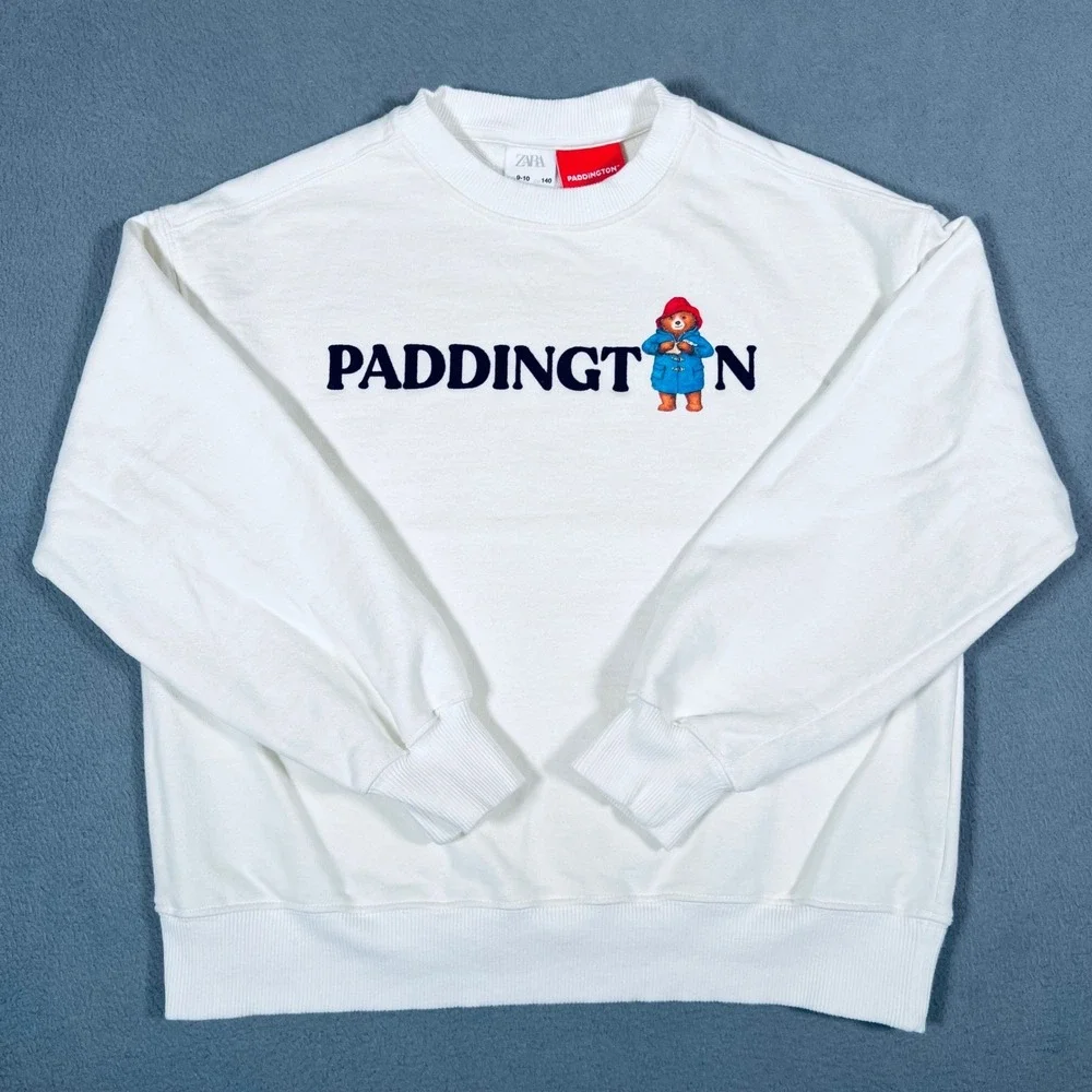 Zara Paddington Bear‎ Sweatshirt Kids 9-10 White All Set For A Big Adventure Top